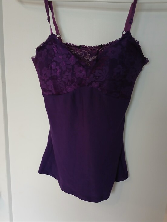 Tops - Vintage Purple Lace-Trim Cami Top